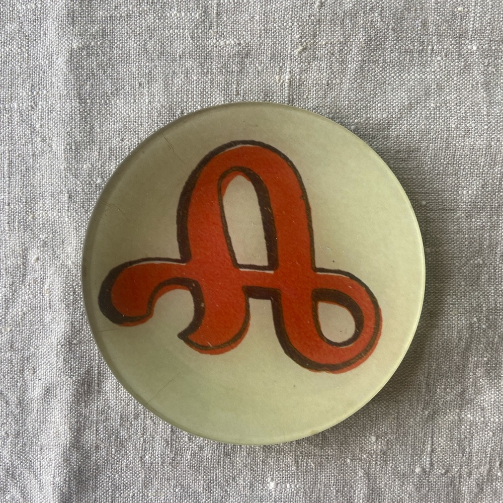 John Derian monogram “A” plate